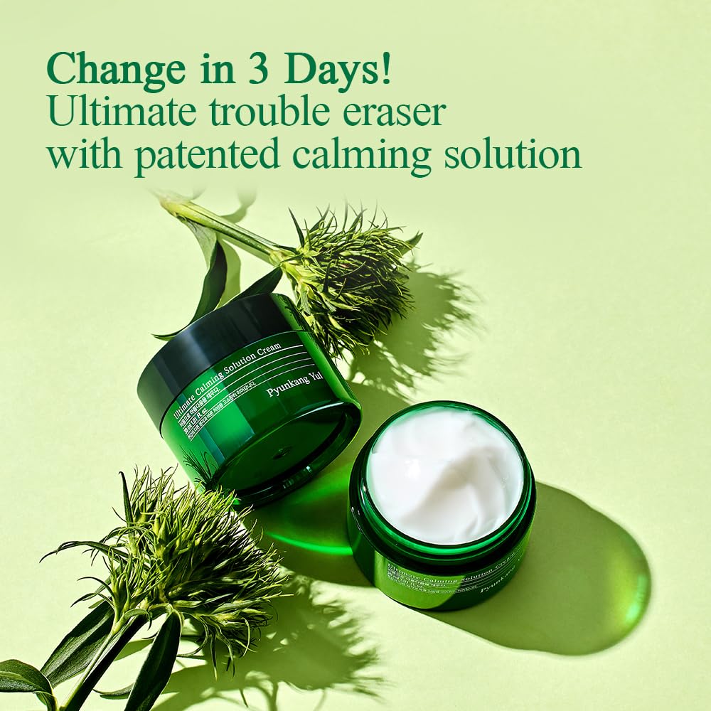 Pyunkang Yul PKY Ultimate Calming Solution Cream for Sensitive Skin with Patented Ingredients, Moisturizer Intensely Calms & Soothes Redness with Cica & Tea Tree, Korean Skincare (1.01 Fl. Oz, 30ml)
