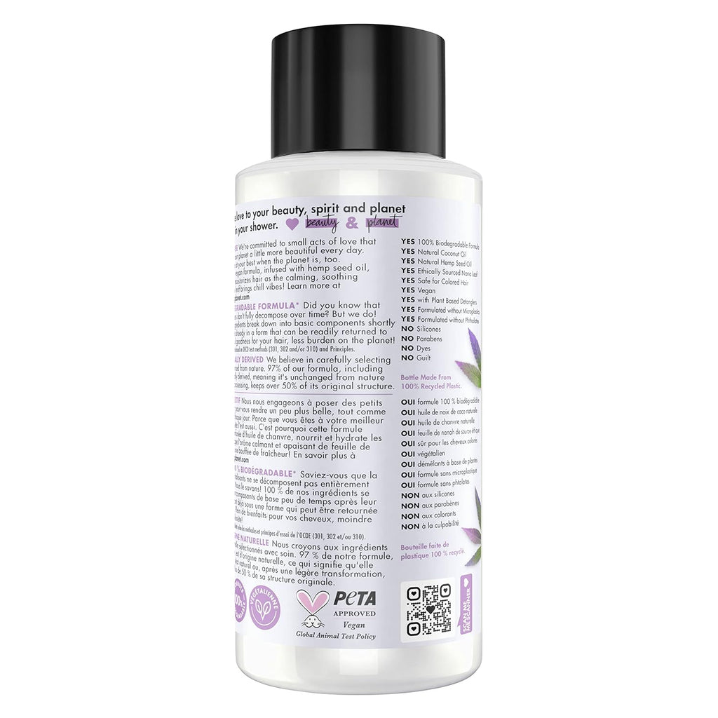 Love Beauty and Planet 100% Biodegradable Hydrating Conditioner Soothe & Nourish Dry Scalp Hemp Seed Oil & Nana Leaf Vegan, Silicone-free, Cruelty-free Hair Care 13.5 oz