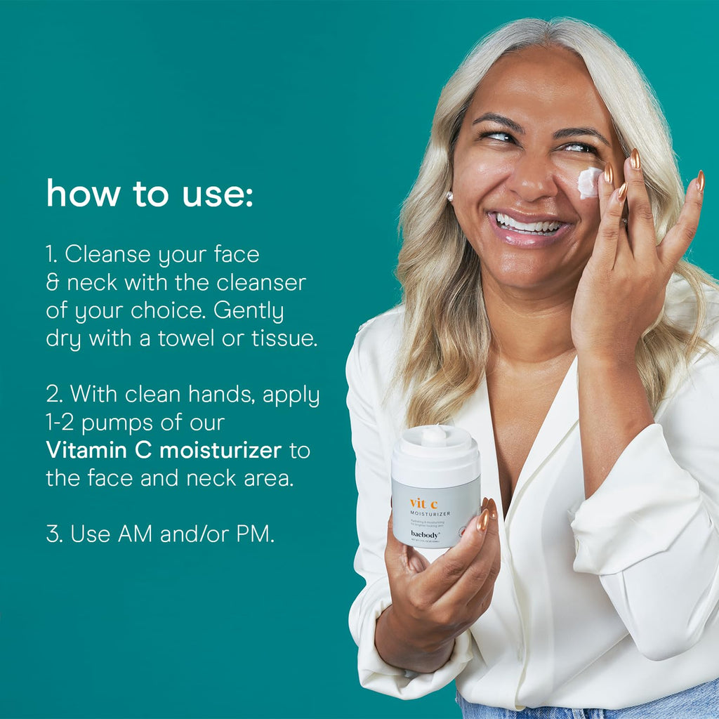 Baebody Made in USA Vitamin C Face Moisturizer - Brightening Vitamin C Cream Moisturizer with Jojoba Oil - Anti Aging and Hydrating (1.7 fl oz/50 ml)